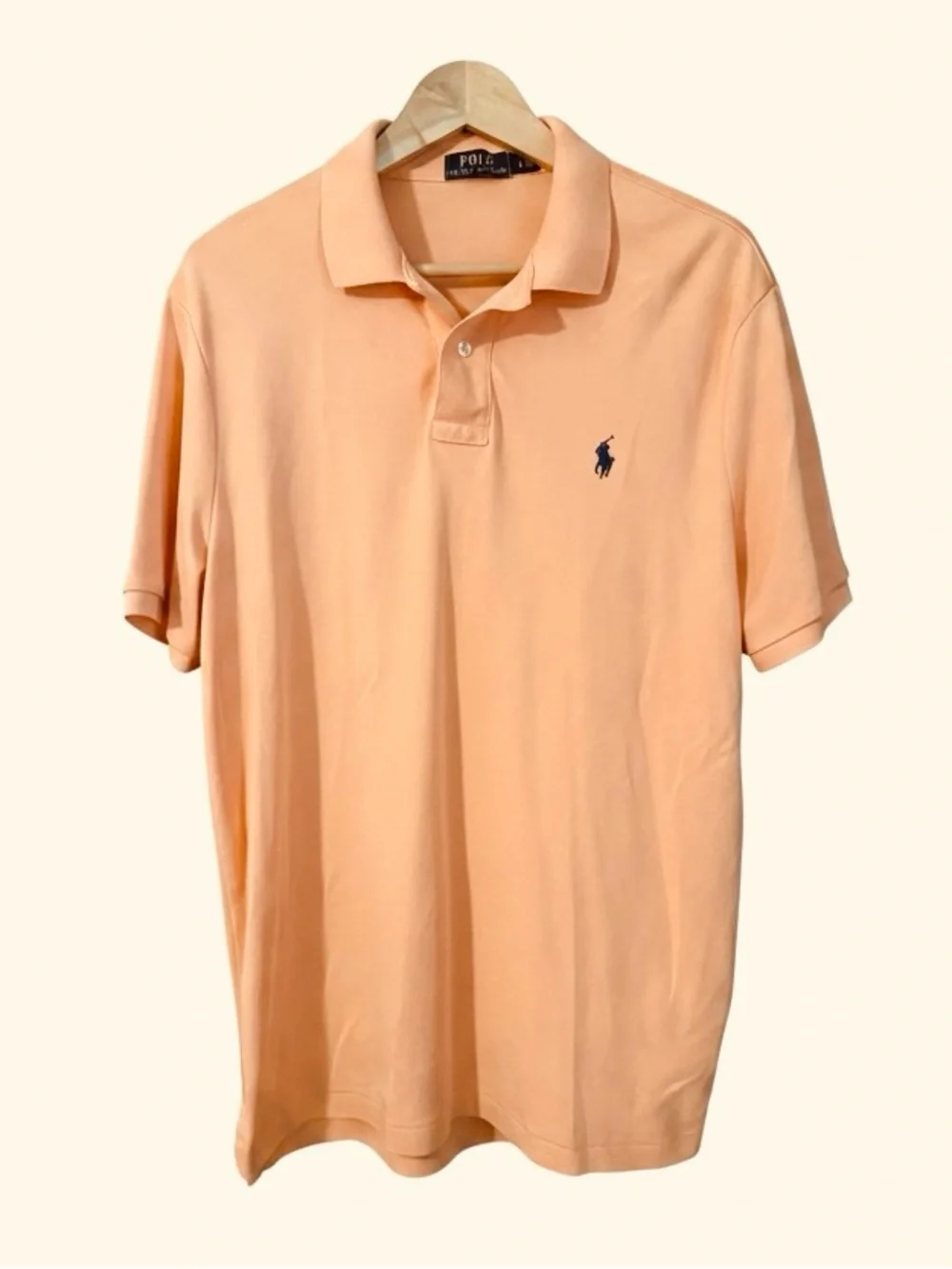 Polo by Ralph Lauren Peach Short Sleeve Classic Golf Polo Shirt Navy Pony Logo